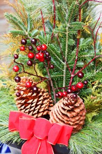 Bożonarodzeniowa aranżacja ze świerku